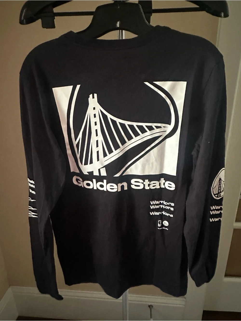 Nike Black Tee with White NBA and Swoosh Logos - Golden State Warriors